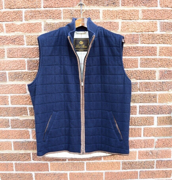 Loro Piana  Blue Suede Men's Quilted Cashmere Vest Men's XL Made in Italy