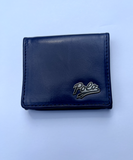 POLO RALPH LAUREN Blue Plaid P-Wing Coin Leather Bifold Wallet Small 3x2.5"