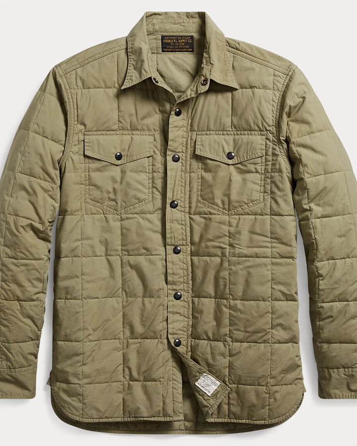 RRL Ralph Lauren Quilted Green Shirt Jacket Snap Army Military Men's Medium M