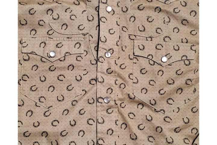 RRL Ralph Lauren Slim Fit Horseshoe Snap Print Western Shirt Size Men's Large L