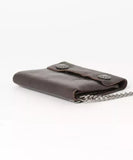 RRL Ralph Lauren "Concho Leather Chain Wallet" Dark Brown Distressed