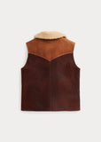 RRL Double RL Ralph Lauren Leather Brown Shearling Vest Jacket Men's Medium M