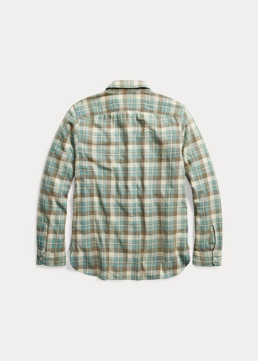 2017 RRL Plaid Cotton-Linen Workshirt Green Check Shirt *Defects Men's Medium M