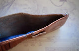 RRL Ralph Lauren Tumbled Leather Card Case Wallet Tan Brown Metal Concho