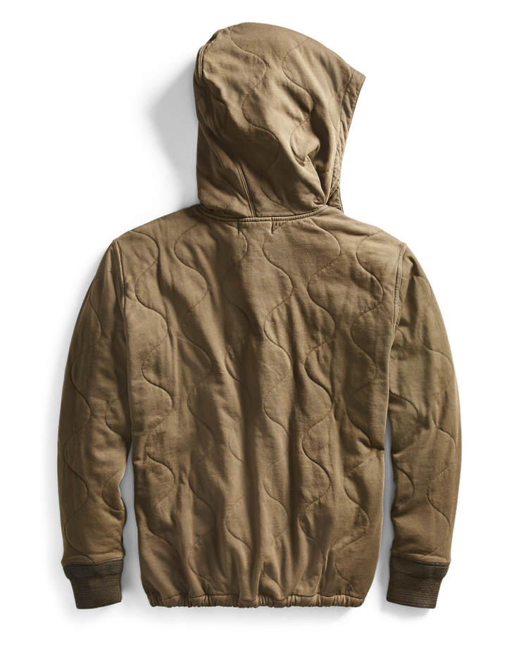 RRL Ralph Lauren WWII Inspired Quilted Cotton Hoodie 1/2 Zip Army Men's M Medium