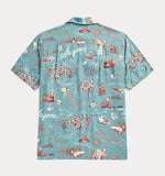 RRL Ralph Lauren Western Print Camp Blue Rodeo Shirt S/S Men's Small S