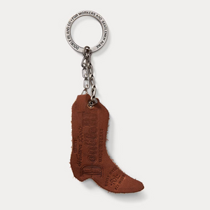 Double RL RRL Suede Boot Leather Key Fob Cowboy Key Keychain