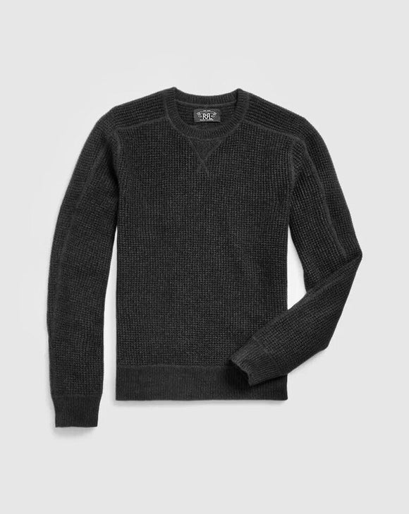 RRL Ralph Lauren Charcoal Gray Waffle Knit Cashmere Sweater Mens Medium M