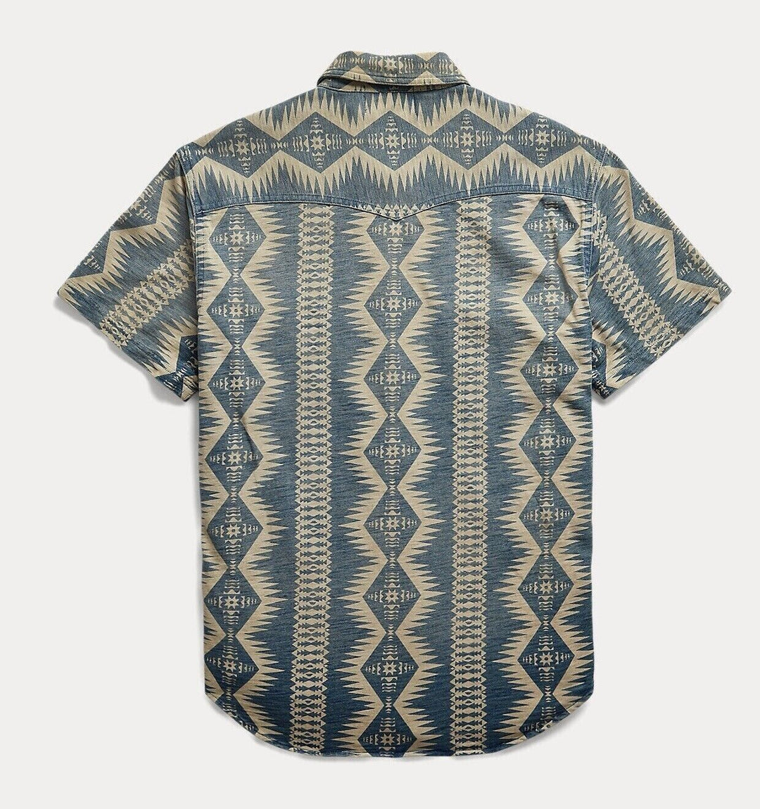RRL Ralph Lauren Western Snap Southwestern S/S Jersey Shirt Men's Medium M