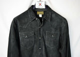 RRL Ralph Lauren Black Leather Western Suede Shirt Jacket Men's 2XL XXL