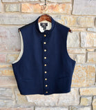 New RRL Ralph Lauren Navy Solid Wool V-Neck Lined Admiral Vest Men's Medium M