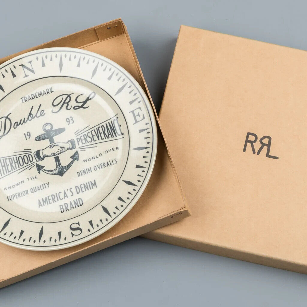 RRL Ralph Lauren Hand Painted Brotherhood Nautical Anchor Logo Vintage Plate