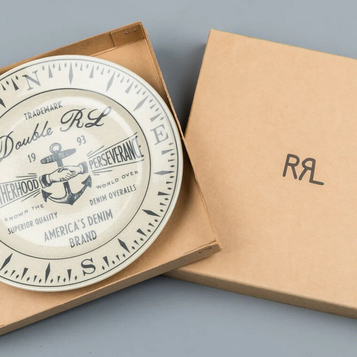 RRL Ralph Lauren Hand Painted Brotherhood Nautical Anchor Logo Vintage Plate