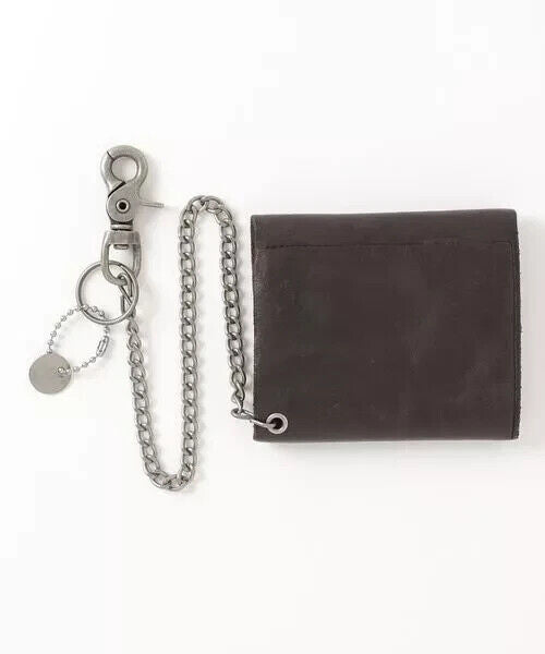 RRL Ralph Lauren "Concho Leather Chain Wallet" Dark Brown Distressed