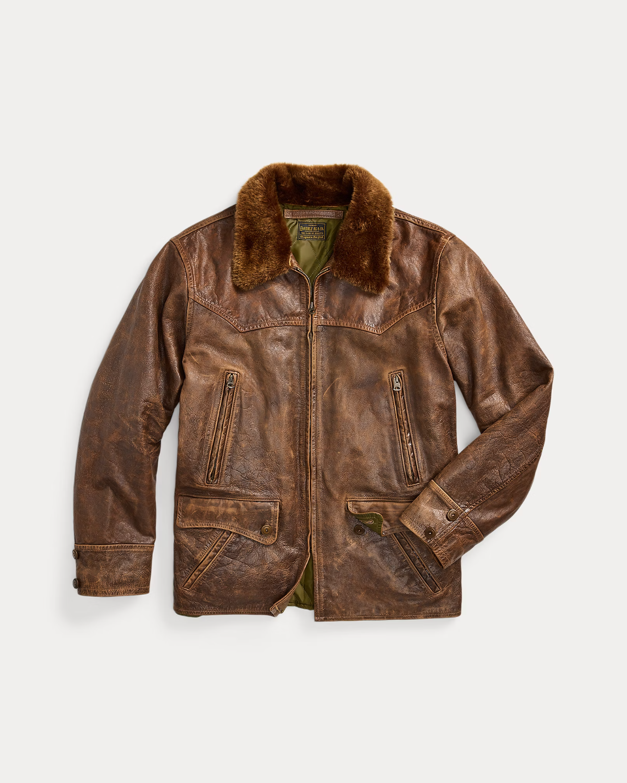 【名作】RRL LEATHER WESTERN SPORT COAT Lサイズ RRL Ralph Lauren Brown Embroidered Leather Jacket Coat