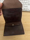 RRL Ralph Lauren Tumbled Leather Card Case Wallet Dark Brown Metal Concho