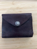 RRL Ralph Lauren Tumbled Leather Card Case Wallet Dark Brown Metal Concho