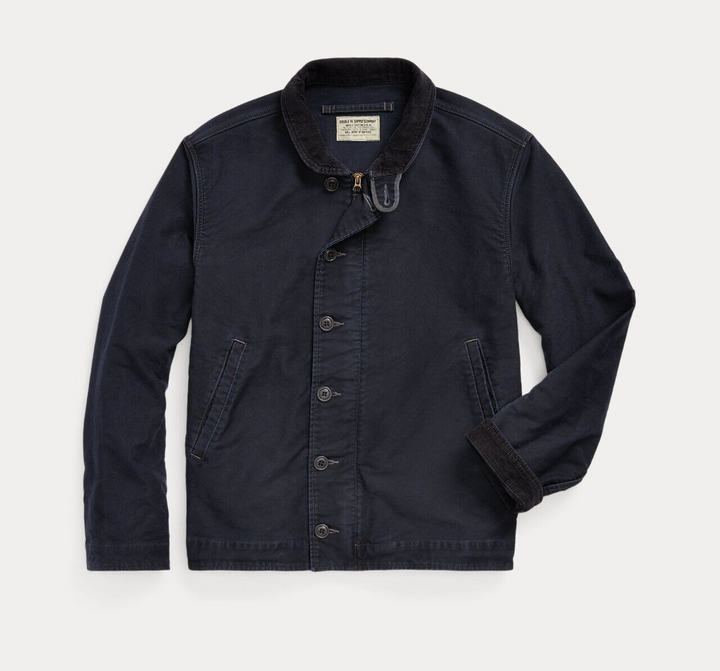 RRL Ralph Lauren Indigo 1930's Nautical Deck Jungle Jacket Mens Large L The Bear