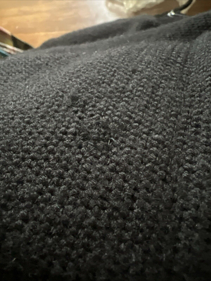 Canada Goose Thick Ribbed V-Neck Sweater Pullover Merino Wool Blac Men's XL