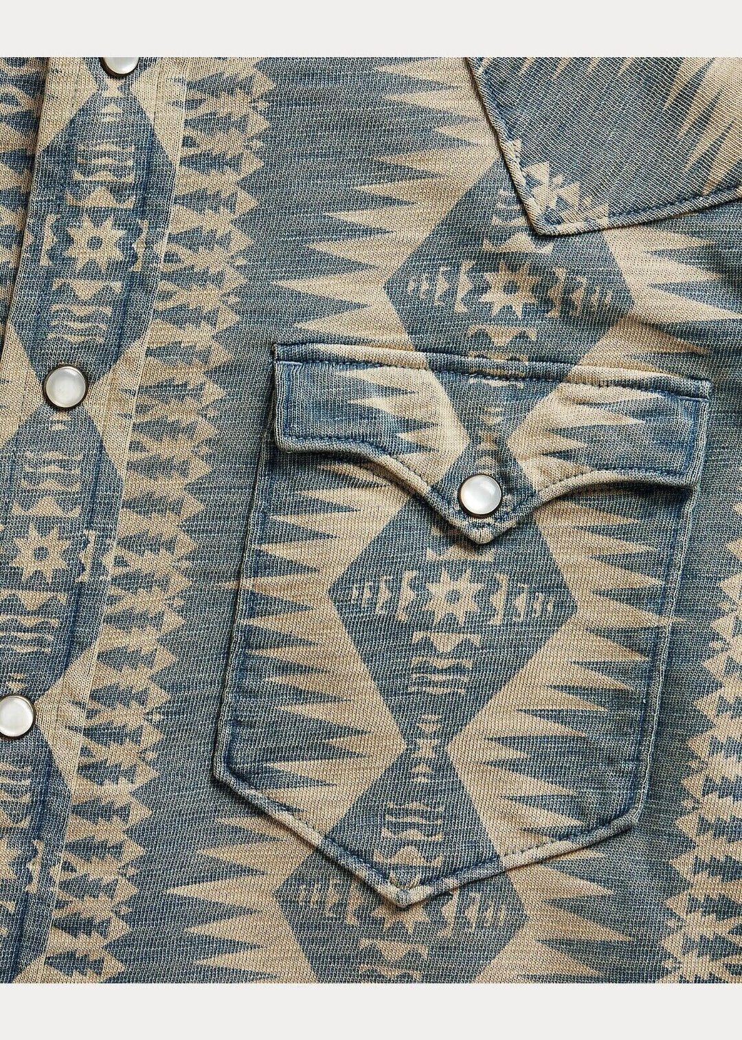 RRL Ralph Lauren Western Snap Southwestern S/S Jersey Shirt Men's Medium M
