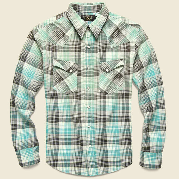 RRL Ralph Lauren Plaid Southwestern Wrangler Plaid Western Shirt Men's Medium M