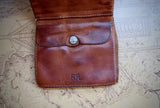 RRL Ralph Lauren Tumbled Leather Card Case Wallet Tan Brown Metal Concho