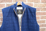 Loro Piana  Blue Suede Men's Quilted Cashmere Vest Men's XL Made in Italy