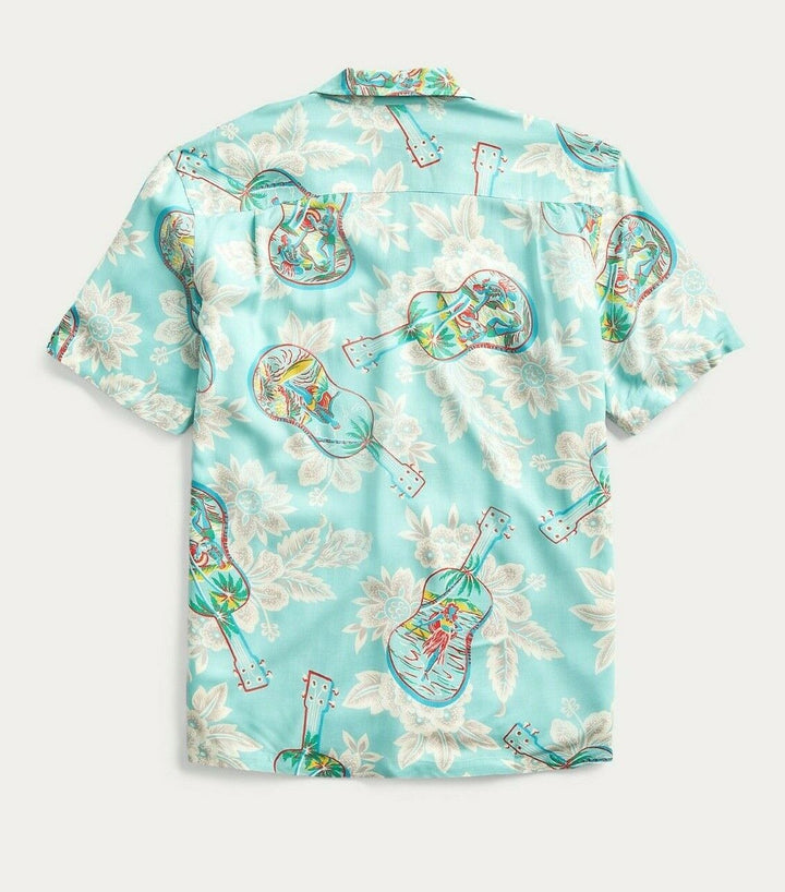 RRL Ralph Lauren Tropical Print Hawaiian Camp Shirt Men's Small S Hand Painted