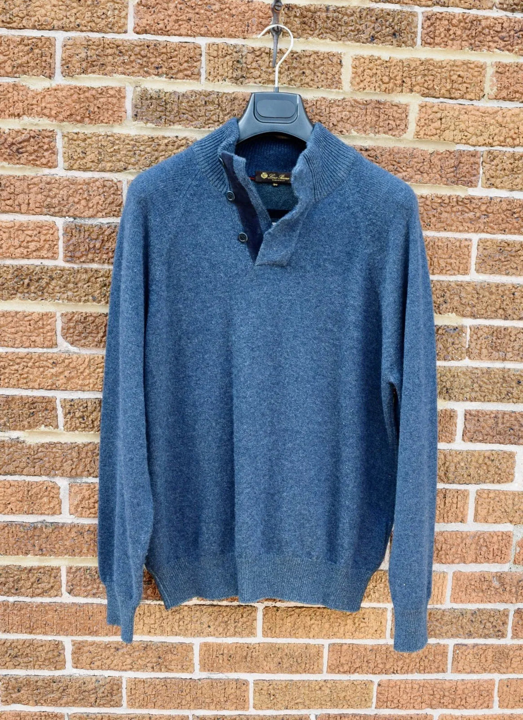 Loro Piana Blue Thick Suede 100% Cashmere 1/2 Mockneck Jacket Men's 50 Medium M