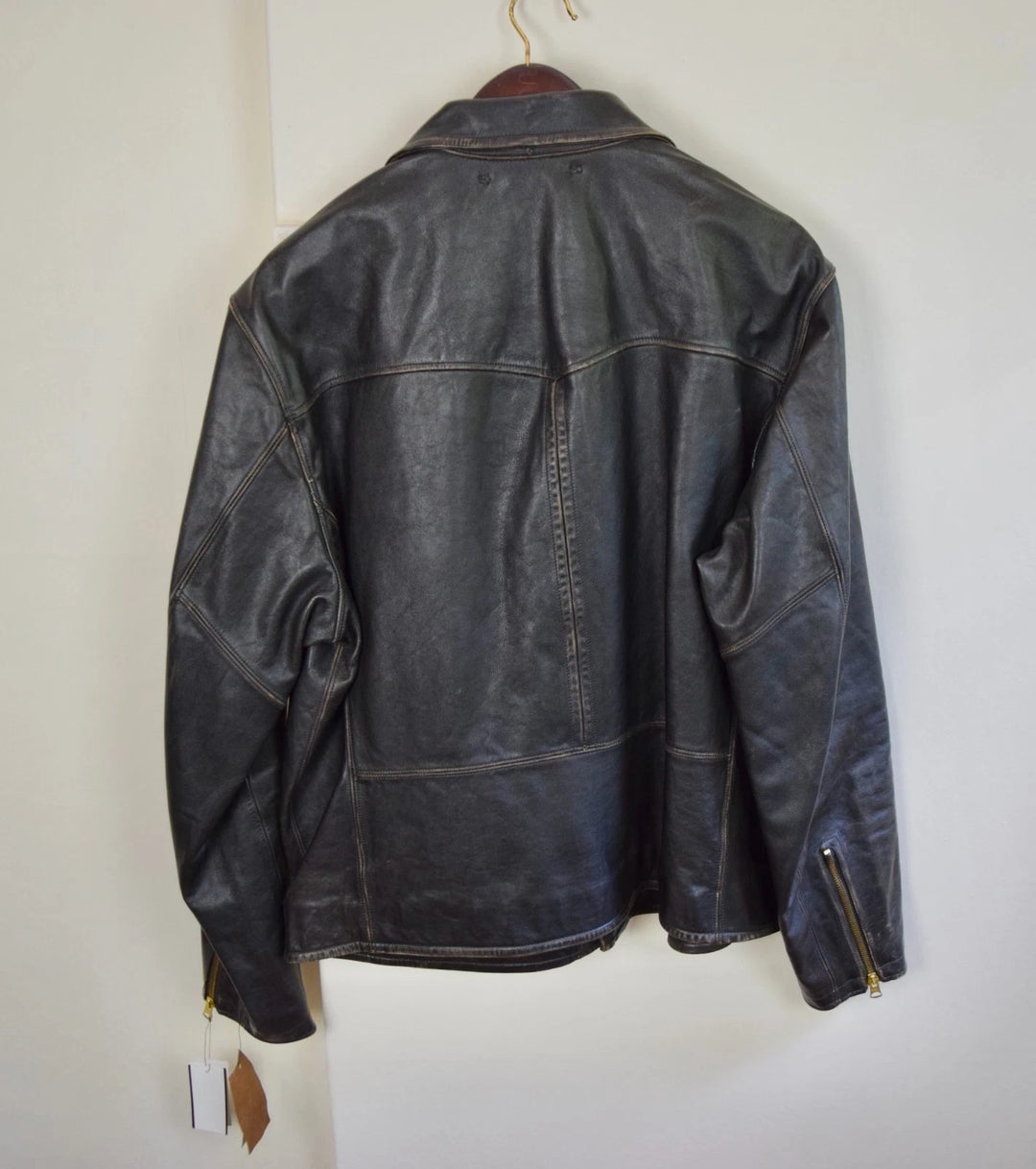 RRL Ralph Lauren Men’s Black Motorcycle Leather Jacket 2XL XXL Double RL
