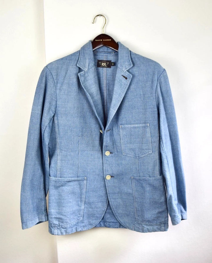 NWOT RRL Ralph Lauren Unconstructed Indigo Cotton Linen Suit Vest Jacket Men's M