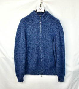Loro Piana Navy Blue Thick Knitted Heavy 100% Baby Cashmere Full Zip Jacket 56