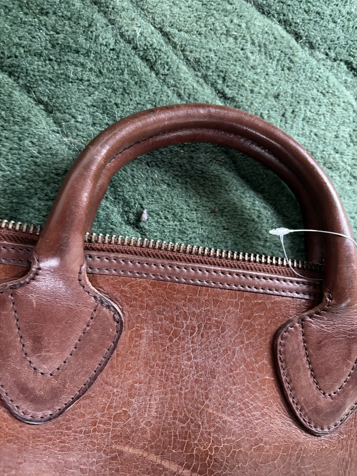 RRL Double RL Leather Cracked Messenger Laptop Bag Brown Zip Pockets Top Handle
