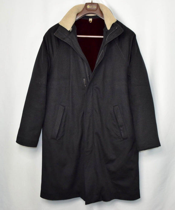 Loro Piana Icer Long Mink Fur Lined Black Cashmere Men's Jacket Coat Large L