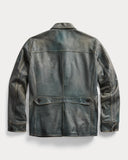 RRL Ralph Lauren Indigo Blue Leather Jacket Men's M Medium