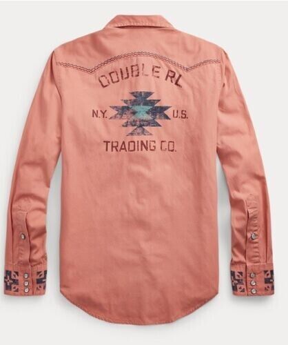 RRL Men's Slim Fit Lightweight Cotton Western Shirt Graphic Shirt Men's Medium M