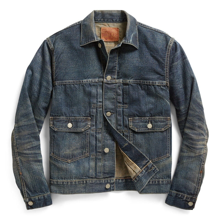 RRL Ralph Lauren 1950s Distressed Japanese Denim Trucker Jacket Men's Small S
