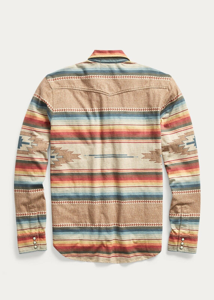 RRL Ralph Lauren Slim Fit Southwestern Serape Stripe Western Shirt Men's 2XL XXL