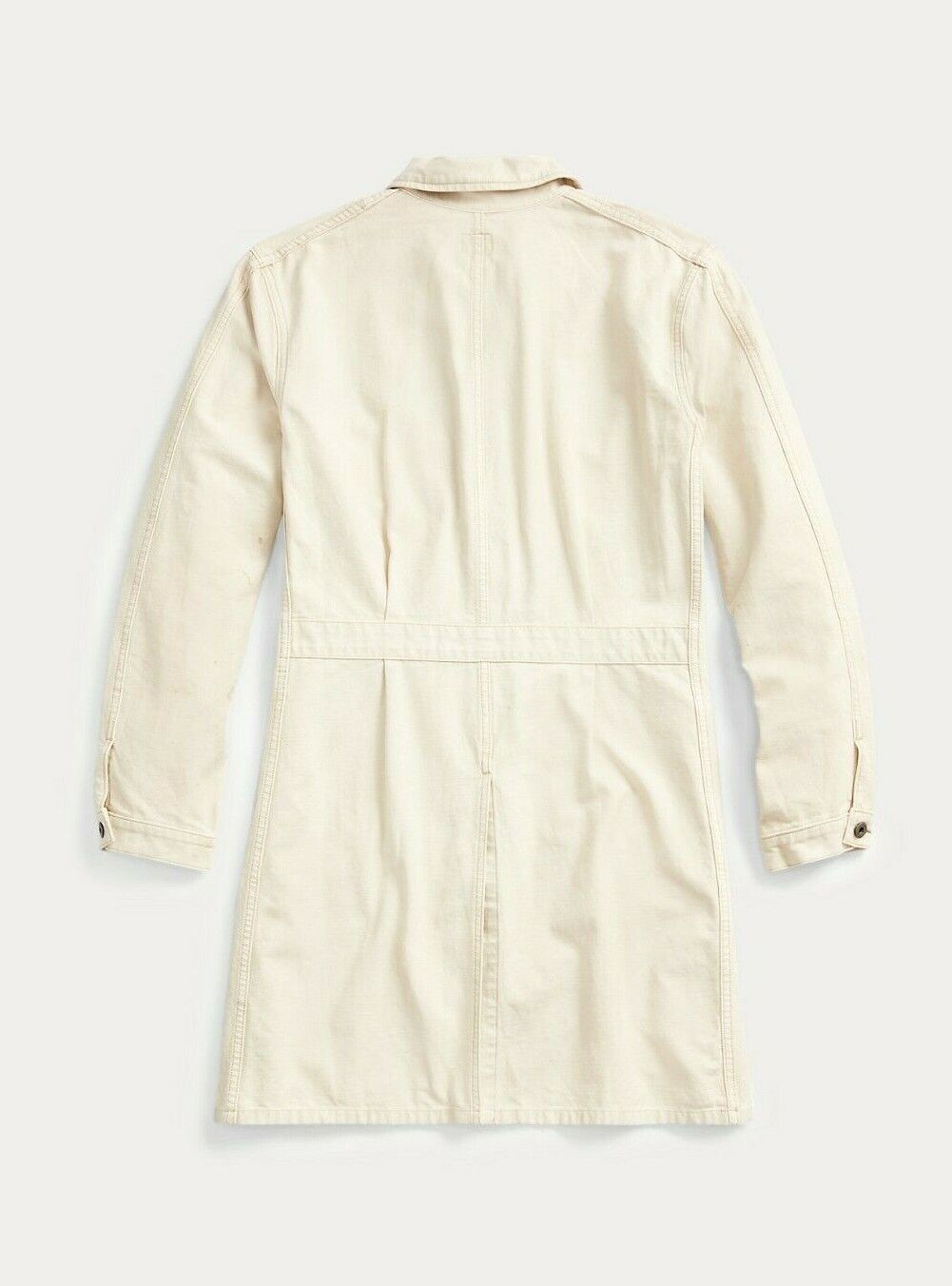 RRL Ralph Lauren Cream Distressed Denim Twill Coat Shop Jacket Men's L Large