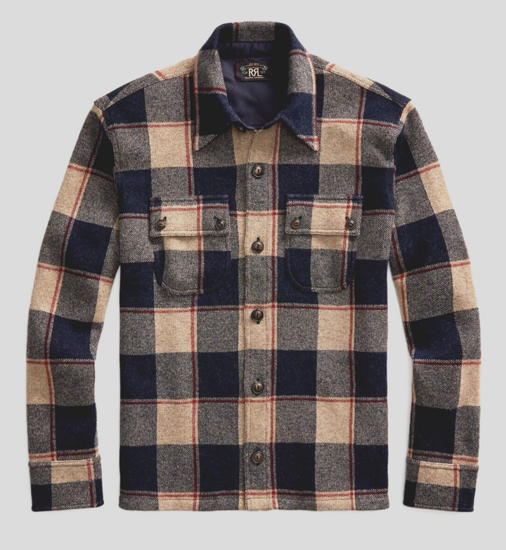 RRL Ralph Lauren Wool Cashmere Shirt Sweater Workshirt Men's Extra-Large XL