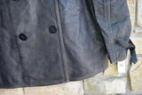 New RRL Ralph Lauren Leather Brown/Gray Peacoat Jacket Coat Lined Men's Large L