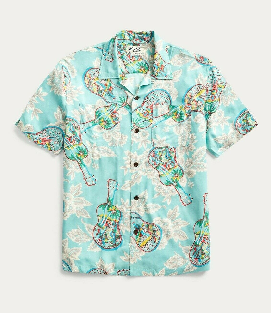 RRL Ralph Lauren Tropical Print Hawaiian Camp Shirt Men's Medium M Hand  Painted