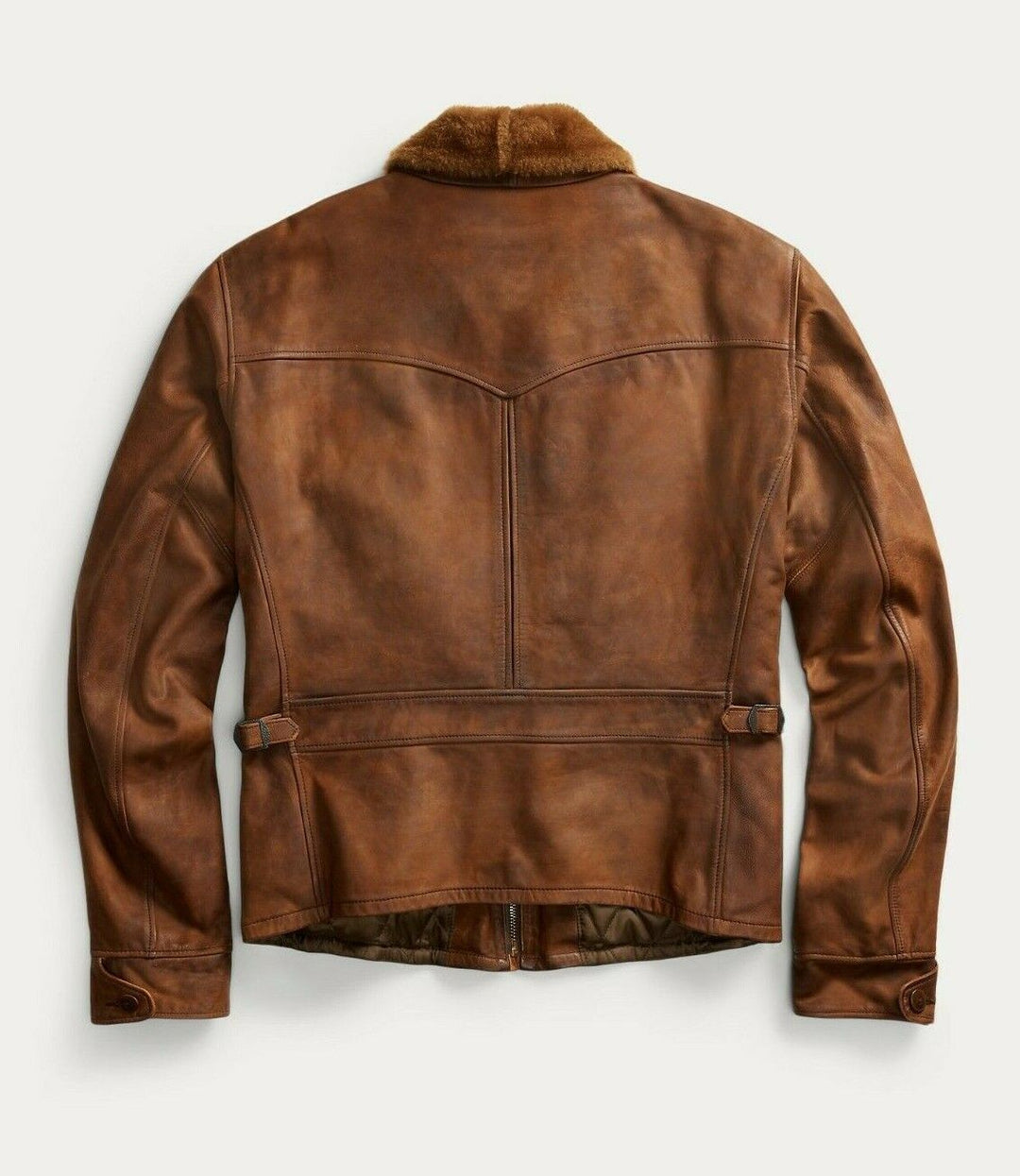 RRL Double RL Ralph Lauren Tan Brown Shearling Leather Jacket Men's Large L