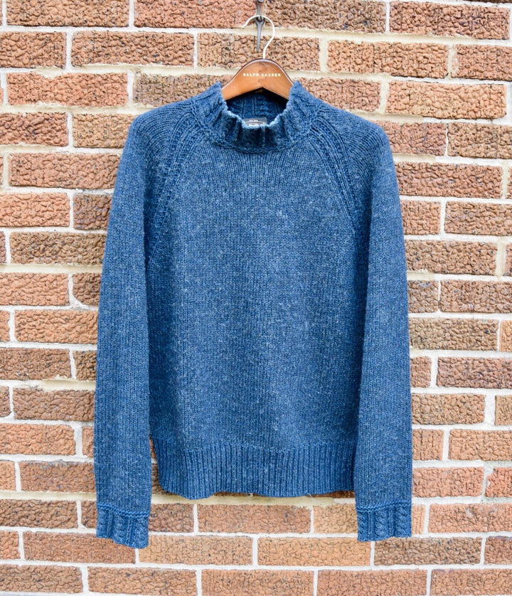 RRL Ralph Lauren Vintage Thick Cotton Wool Blue Navy Mockneck Men's Small S