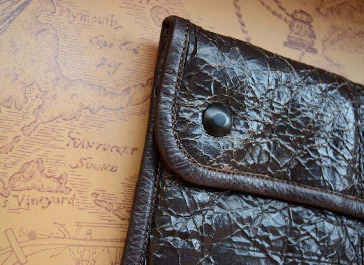 RRL Ralph Lauren Vintage Military Italian Shearling Cracked Leather Media Case