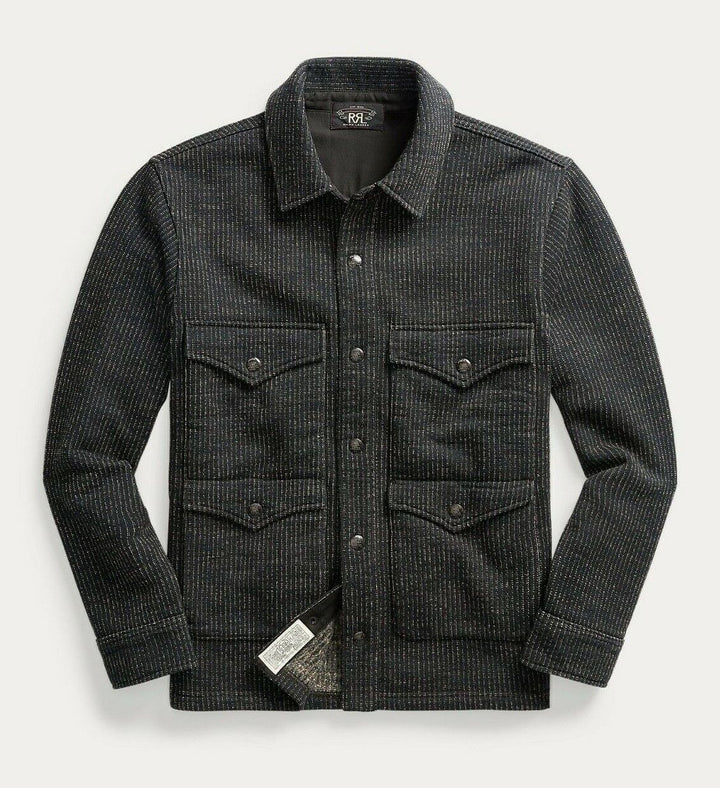 RRL Ralph Lauren Navy Indigo Striped Jacket Sweater Fleece Beach Men's 2XL XXL