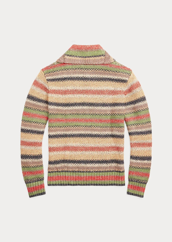 RRL Ralph Lauren Striped Knit Silk Wool Serape Blanket Cardigan Men's Large L