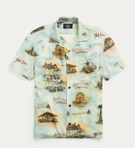 RRL Ralph Lauren Coney Island Hawaiian Carnival Print Camp Shirt Men's M Medium