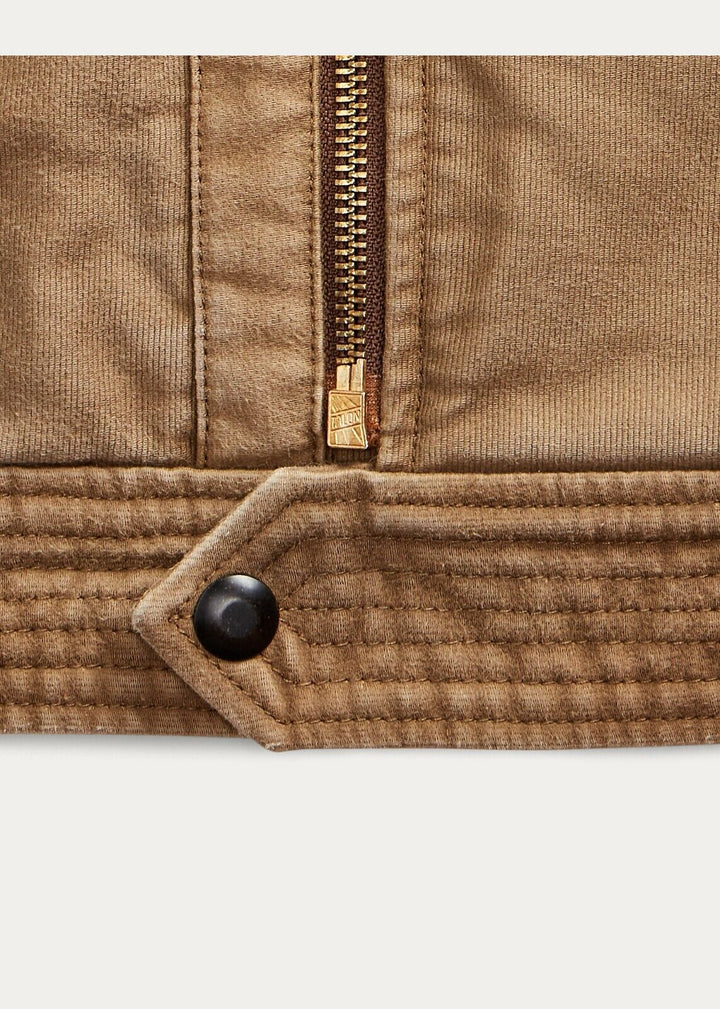 RRL Ralph Lauren Cotton Flight Jacket Fleece Jungle Brown Coat Men's Large L