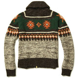 New RRL Ralph Lauren Brown Jacquard Knit Shawl Cardigan Sweater Men's Medium M